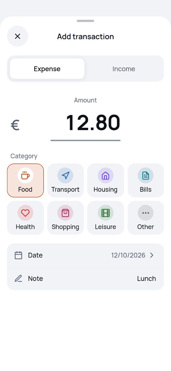 Adding an expense in Monthwise